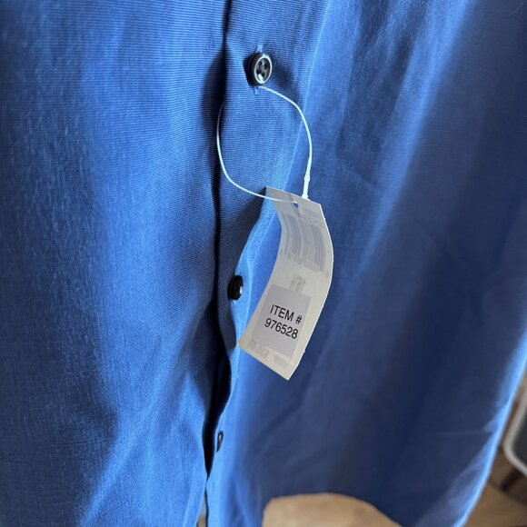 Kenneth Cole KC Reaction Large 16.5 16 1/2 Mens Blue Short Sleeve Button Shirt - Picture 9 of 13